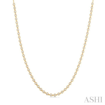 1 1/4 Ctw Bezel Set Round Cut Diamond Tennis Necklace in 14K Yellow Gold
